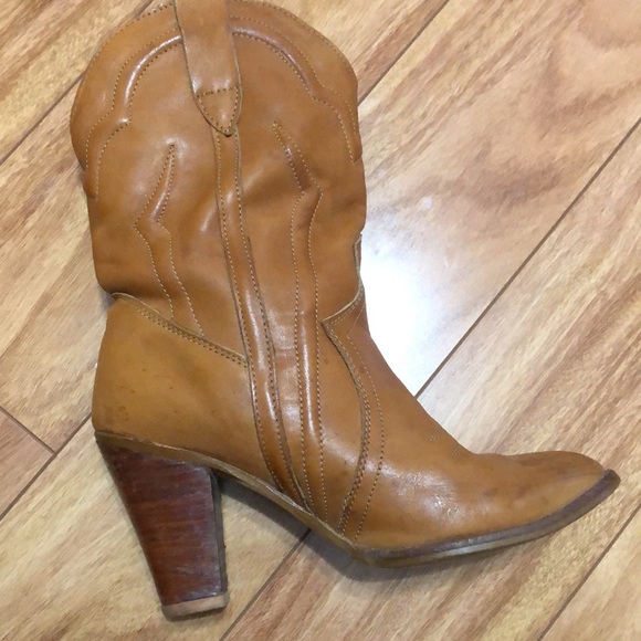 Vintage Tan Brown Western Cowboy Boots Women’s Sz 7.5, Revette Creations Romania - Picture 5 of 8